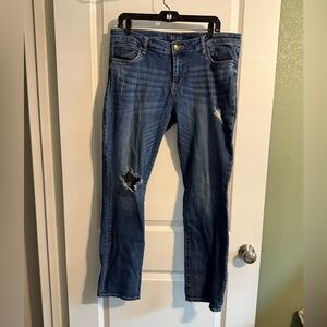 Kut from the Kloth Women's Distressed Straight Leg Jeans - Blue